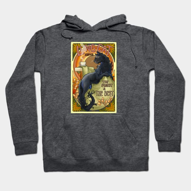 Mucha Long Cat Coffee Hoodie by AjaMajor 